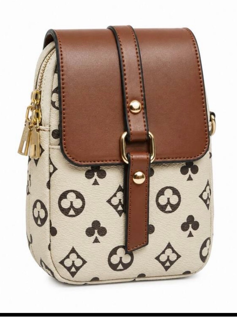 Women’s Small Crossbody Bag in Brown and Cream